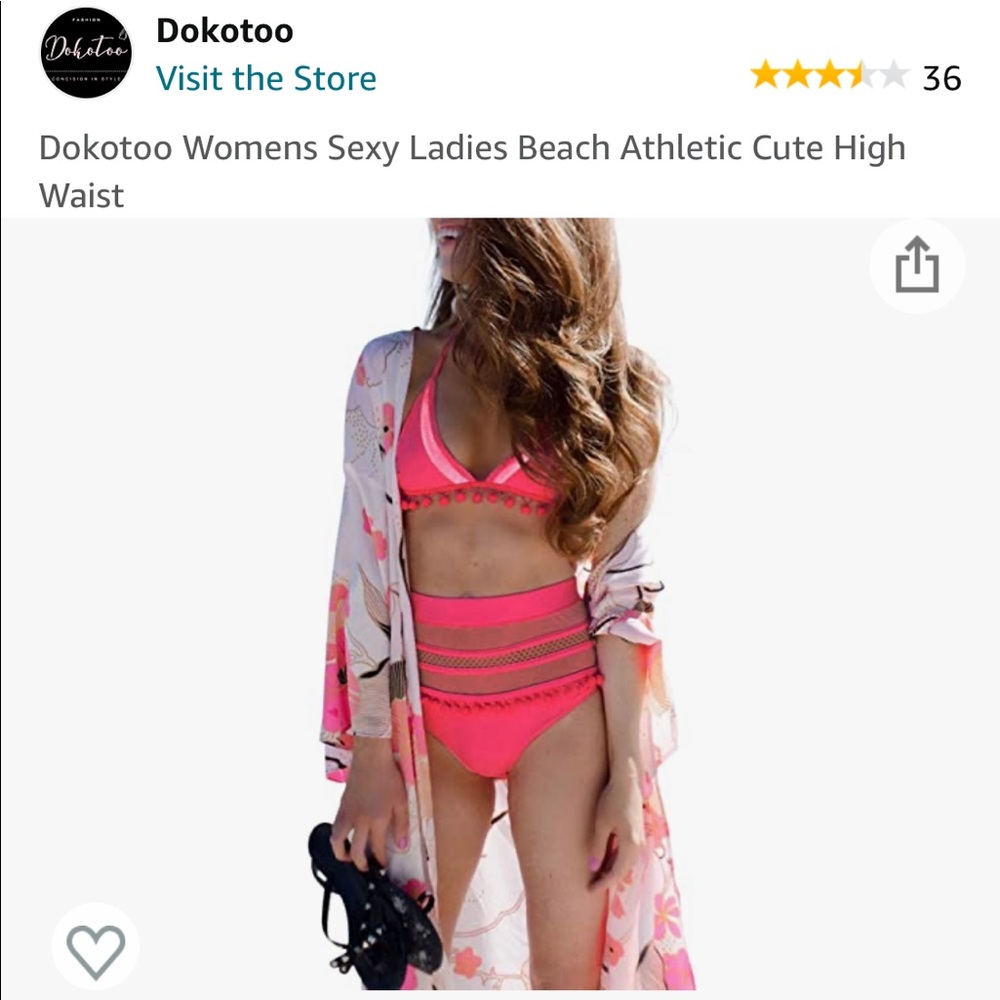 Cute pink high waisted bathing suit